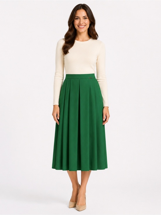 geiger Dresses & Skirts - Vintage 90’s Geiger Austria NWT Green Wool Pleated Midi Skirt Size 38/ 6-8 US